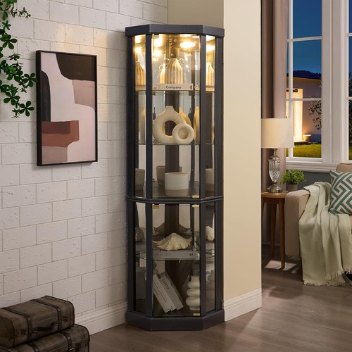 Glass cabinet lighted corner - lighted,