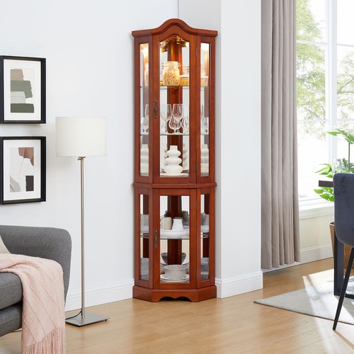 Lighted curio wooden corner - lighted,